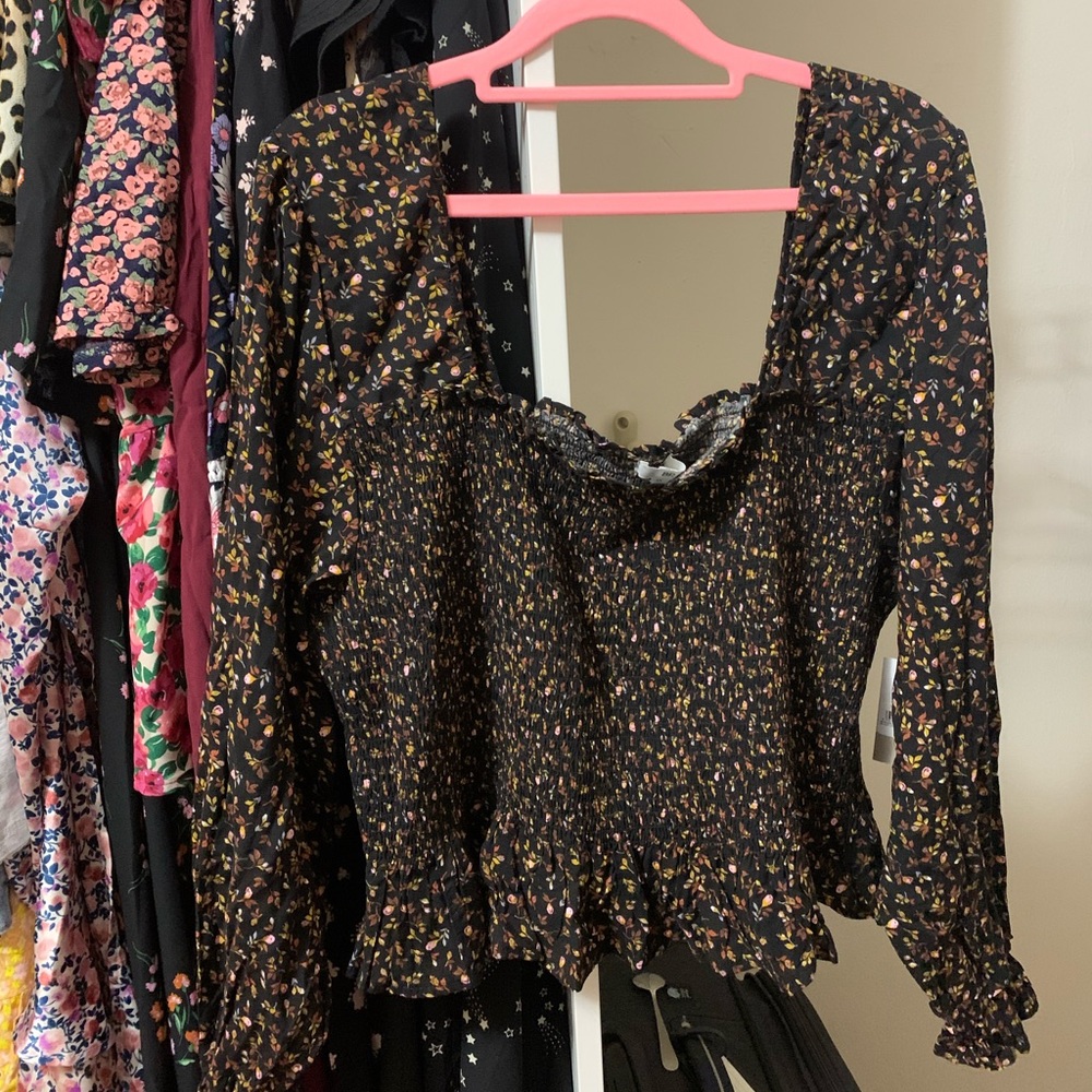 Bp. Smocked Peplum Floral Top